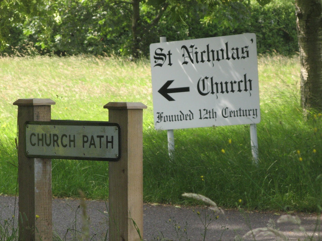 Church Path sign below the sign to St Nicholas’ Church